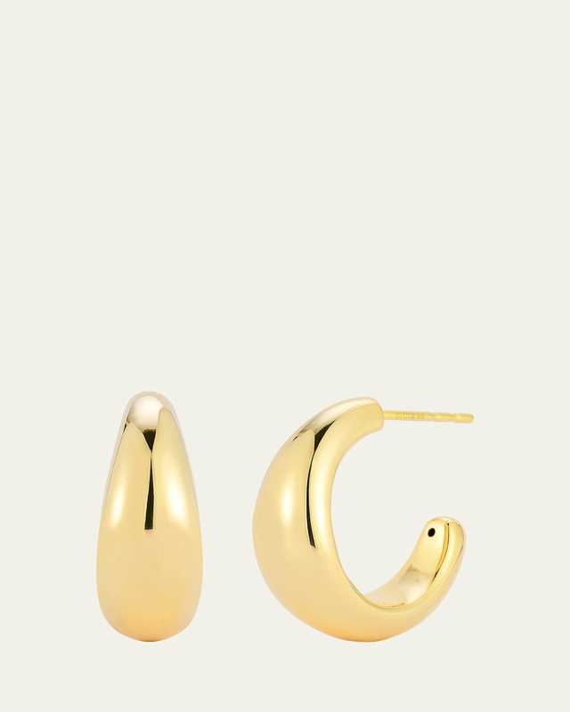 14K Yellow Gold Jumbo Dome Hoop Earrings